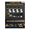 4 Kameralı Set 1000 Gb Hdd Full Hd Gece Görüşlü Güvenlik Kamerası Sistemi-Sabit İp Gerektirmez-
