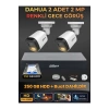 2 Kameralı 2MP Gece Renkli Güvenlik Kamerası Seti, 250 GB HDD, FullHD İç Dış Mekan Uyumlu