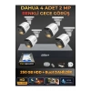 4 Kameralı 2MP Gece Renkli Güvenlik Kamerası Seti, 250 GB HDD, FullHD İç Dış Mekan Uyumlu