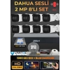 Dahua 8 Kameralı Sesli AHD Güvenlik Kamera Seti - 1080P Full HD DVR Kayıt Cihazı - 1000 GB HDD Dahil