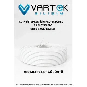 100 Metre 0.22mm CCTV 2+1 Kablo – Güvenlik Kamerası Görüntü ve Güç İletim Kablosu