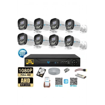 8 Kameralı Full HD Güvenlik Kamera Seti 320GB HDD 5MP Gece (Renkli) Görüşlü - Sabit IP Gerektirmez