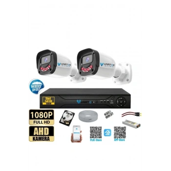 2 Kameralı Full HD Güvenlik Kamera Seti 250 GB HDD 5MP Gece Görüşlü (Siyah-Beyaz) Sabit İp Gerekmez