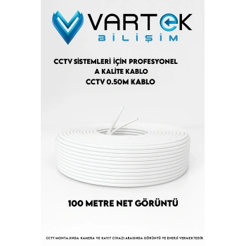 100 Metre 0.50mm CCTV 2+1 Kablo – Güvenlik Kamerası Görüntü ve Güç İletim Kablosu
