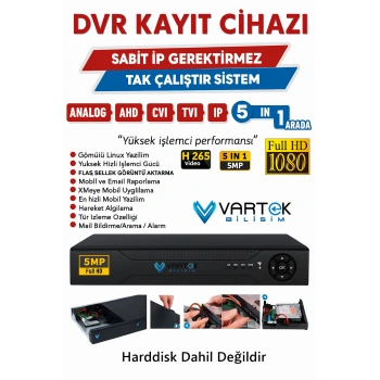 16 Kanal AHD XMeye Kayıt Cihazı – FullHD 1080N DVR Güvenlik Kamera Kayıt Sistemi