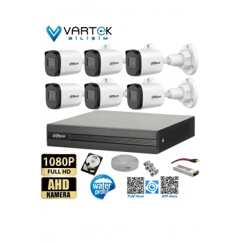 6 Kameralı Full HD 1080P AHD Kayıt Seti + 1000GB Hard Disk – İç Dış Mekan Uyumlu