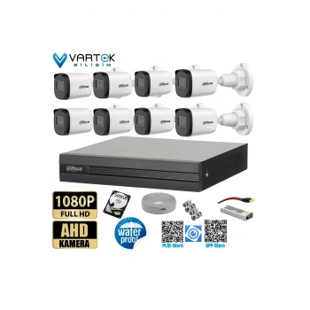 8 Kameralı Full HD 1080P AHD Kayıt Seti + 500GB Hard Disk – İç Dış Mekan Uyumlu