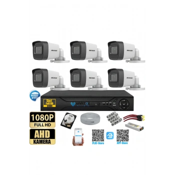 6 Kameralı Gece Görüşlü Güvenlik Kamerası Seti + 1000 GB HDD