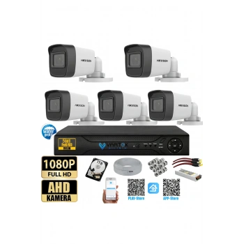 5 Kameralı Gece Görüşlü Güvenlik Kamerası Seti + 1000 GB HDD