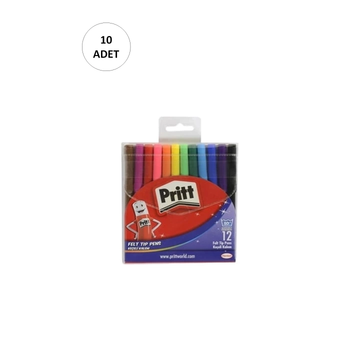 10 adet Pritt Keçeli Kalem - 12 Renk