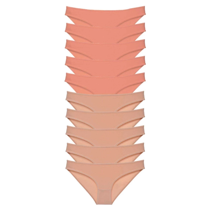 10 adet Süper Eko Set Likralı Kadın Slip Külot Pudra Ten