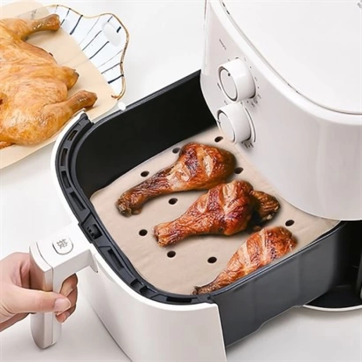 100 Adet ShopZum Air Fryer Pişirme Kağıdı Tek Kullanımlık Hava Fritöz Yapışmaz Yağlı Kağıt Delikli  Model