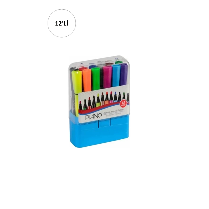 12 li Piano Jumbo Keçeli Kalem Kcl-001 12 Li Paket