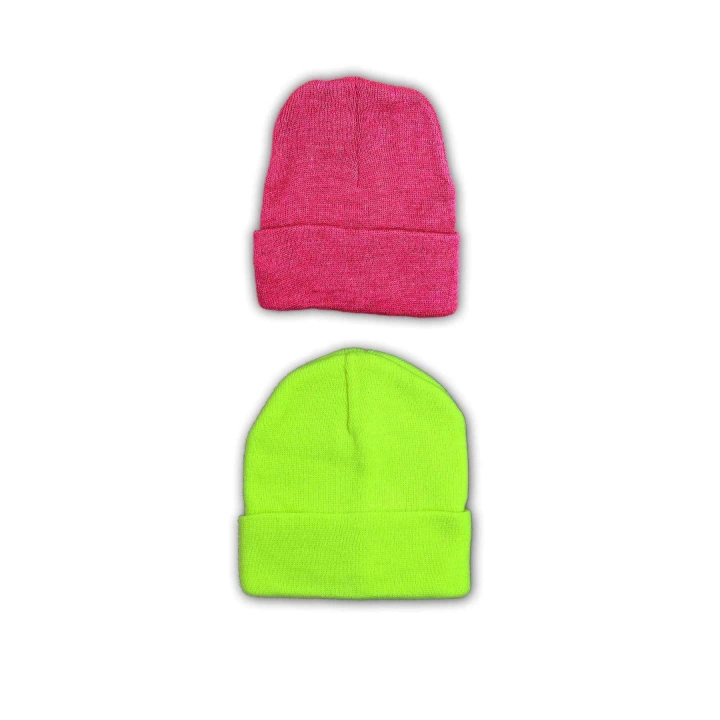 2 adet Unisex Basic Düz Bere Fuşya Neon