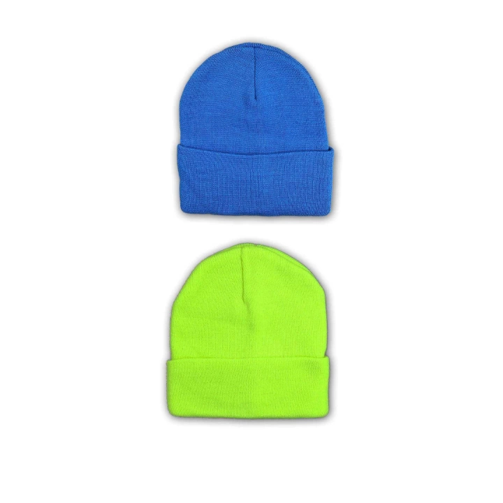 2 adet Unisex Basic Düz Bere Mavi Neon