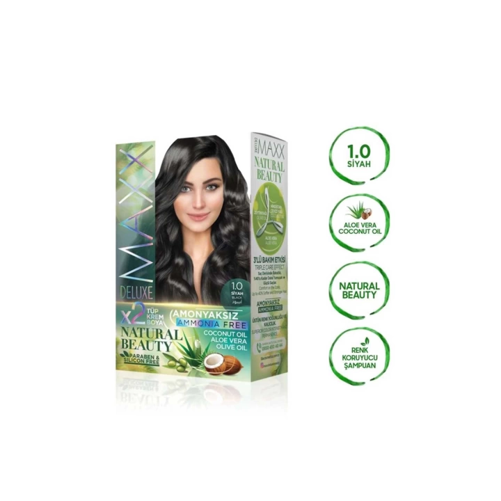 2 Paket Natural Beauty Amonyaksız Saç Boyası 1.0 Siyah