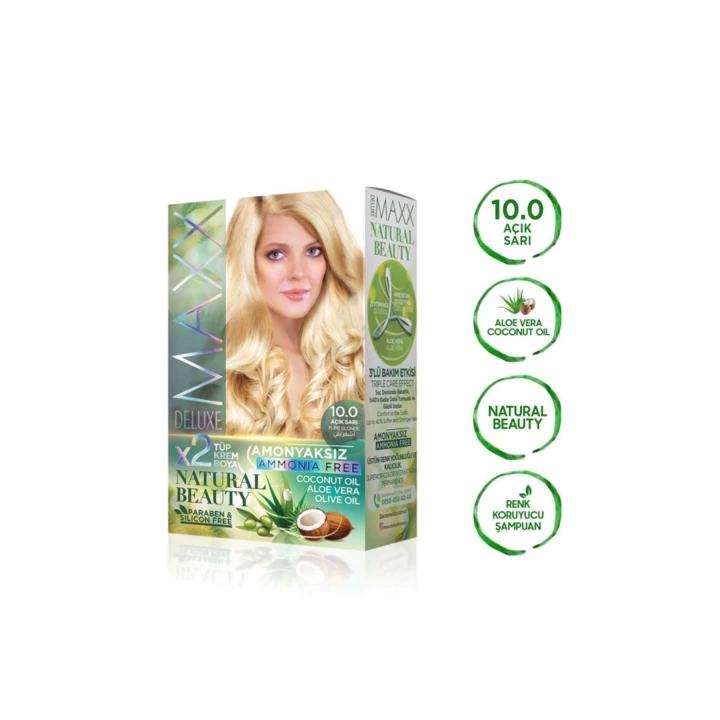 2 Paket Natural Beauty Amonyaksız Saç Boyası 10.0 Açık Sarı