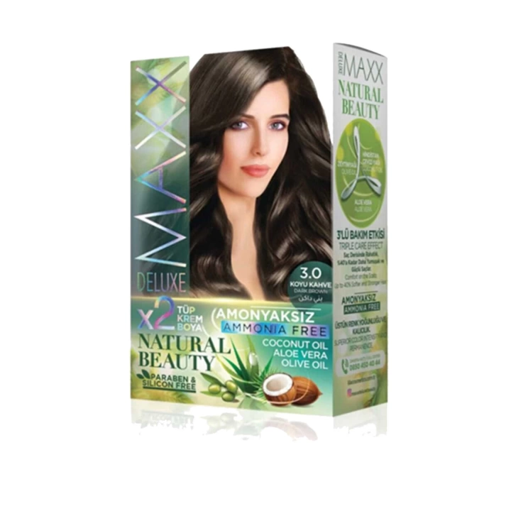 2 Paket Natural Beauty Amonyaksız Saç Boyası 3.0 Koyu Kahve