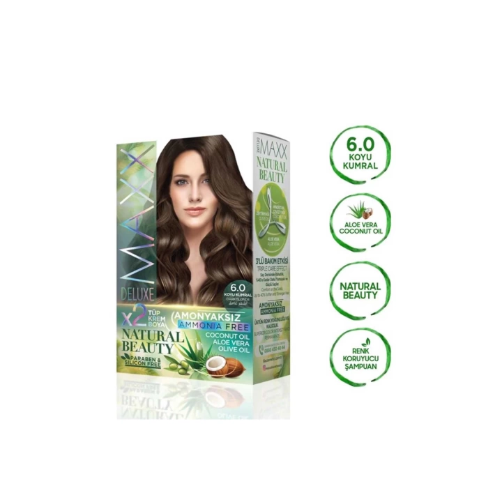 2 Paket Natural Beauty Amonyaksız Saç Boyası 6.0 Koyu Kumral