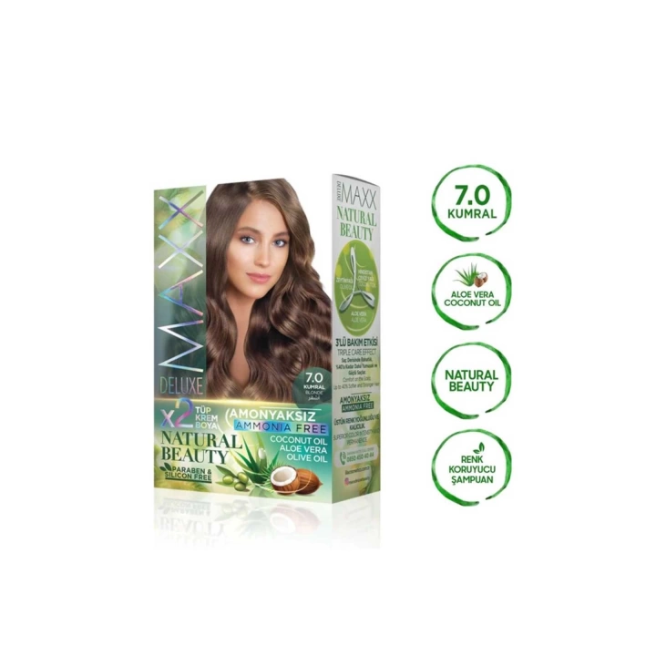 2 Paket Natural Beauty Amonyaksız Saç Boyası 7.0 Kumral