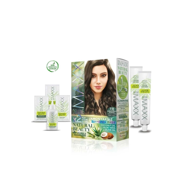 2 Paket Natural Beauty Amonyaksız Saç Boyası 7.11 Yoğun Küllü Kumral