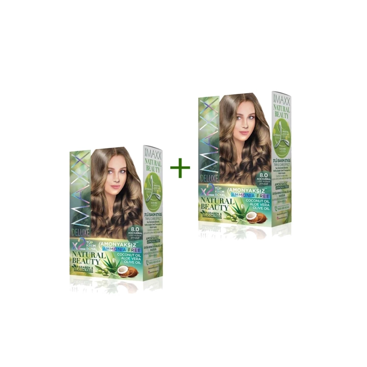 2 Paket Natural Beauty Amonyaksız Saç Boyası 8.0 Açık Kumral