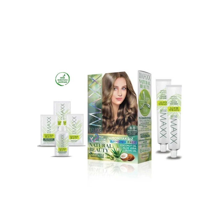 2 Paket Natural Beauty Amonyaksız Saç Boyası 8.0 Açık Kumral