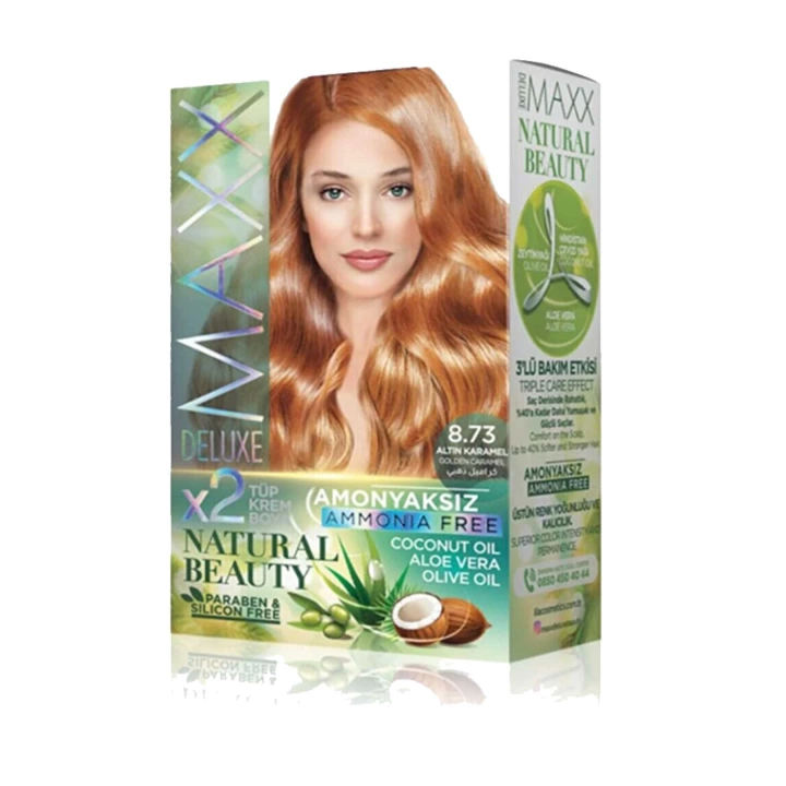 2 Paket Natural Beauty Amonyaksız Saç Boyası 8.73 Altın Karamel