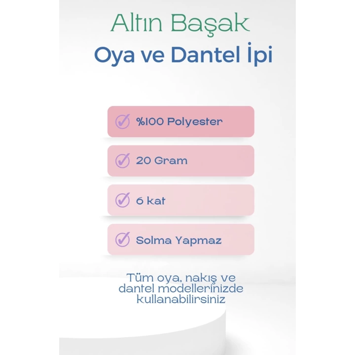 3 Adet Altınbaşak Oya ve Dantel İpi 20 gr - Royaleks - No: 003