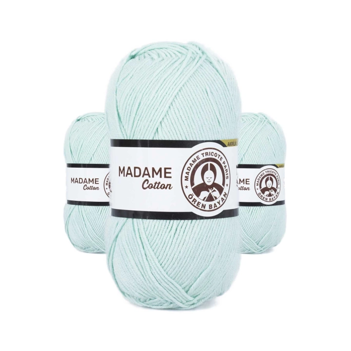 3 Adet Madame Cotton El Örgü İpi Yünü 100 gr 017 Mint Yeşili