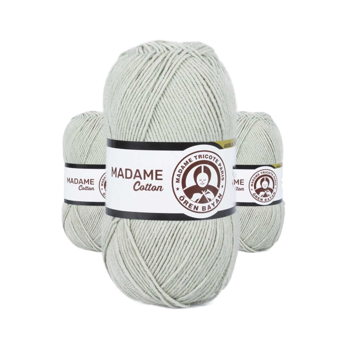 3 Adet Madame Cotton El Örgü İpi Yünü 100 gr 020 Açık Yeşil