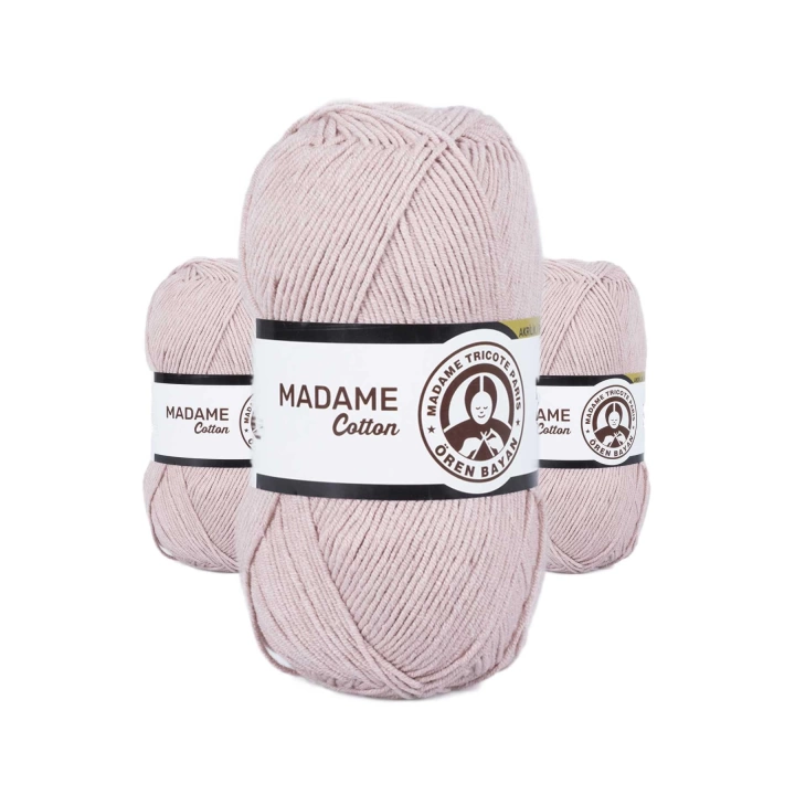 3 Adet Madame Cotton El Örgü İpi Yünü 100 gr 025 Leylak