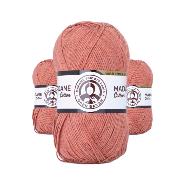 3 Adet Madame Cotton El Örgü İpi Yünü 100 gr 037 Kiremit