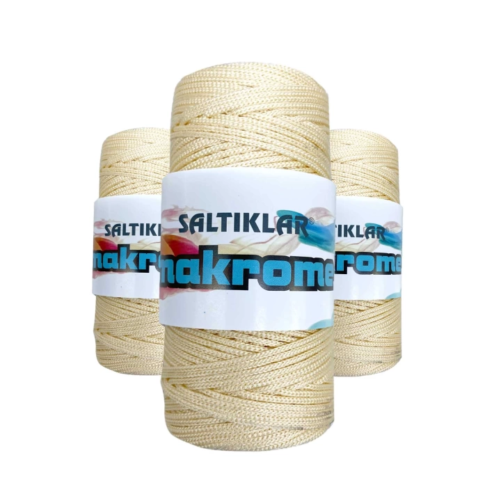 3 Adet Polyester Makrome İpi 270 Krem 100 gr