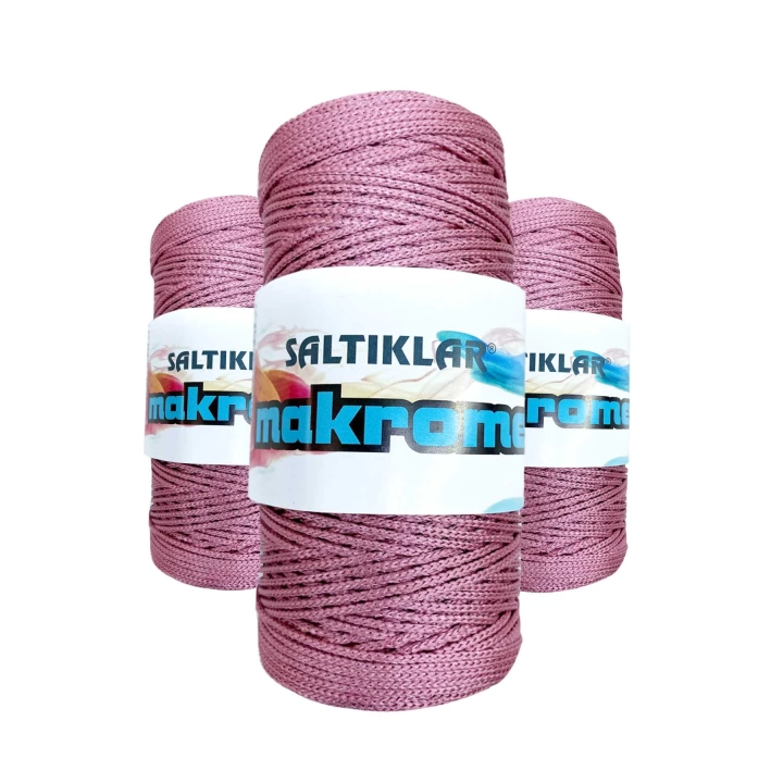 3 Adet Polyester Makrome İpi 350 Gül 100 gr