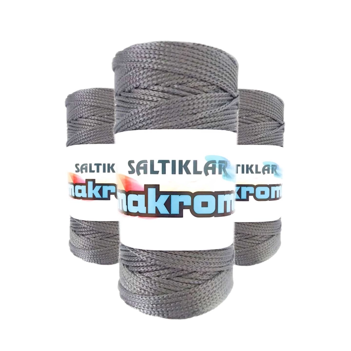 3 Adet Polyester Makrome İpi 423 Gri 100 gr