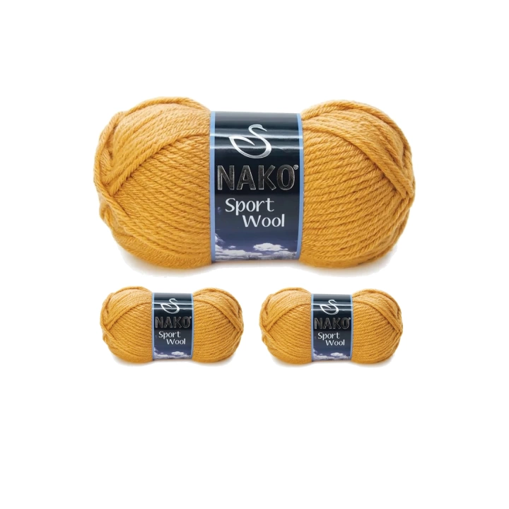 3 Adet Sport Wool Atkı Bere Ceket Yelek Örgü İpi Yünü No: 10129 Hardal