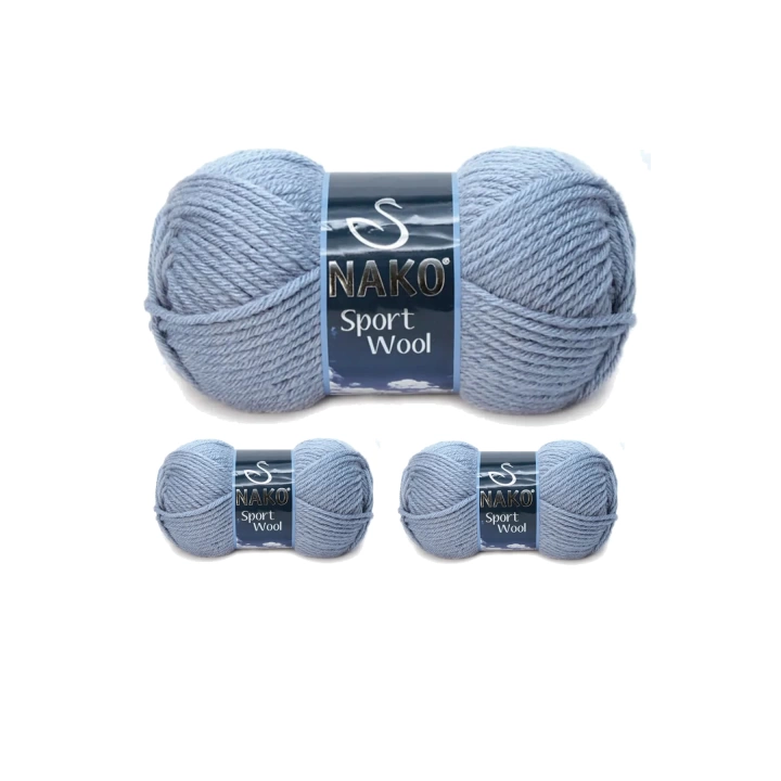 3 Adet Sport Wool Atkı Bere Ceket Yelek Örgü İpi Yünü No: 11223 Denim Melanj