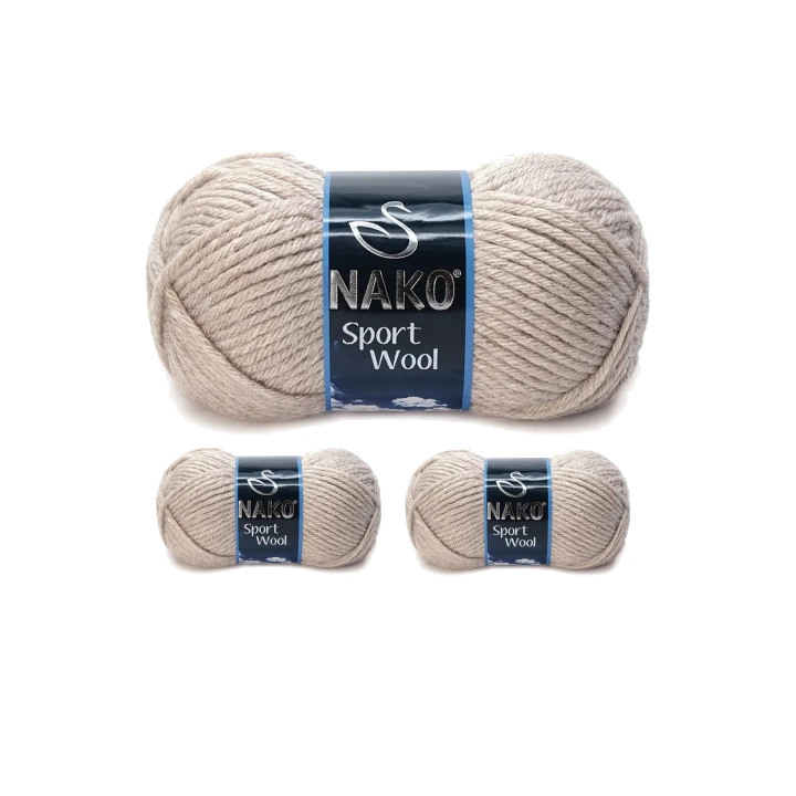 3 Adet Sport Wool Atkı Bere Ceket Yelek Örgü İpi Yünü No: 2167 Kanvas Beji