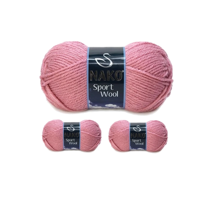 3 Adet Sport Wool Atkı Bere Ceket Yelek Örgü İpi Yünü No: 2276 Gül