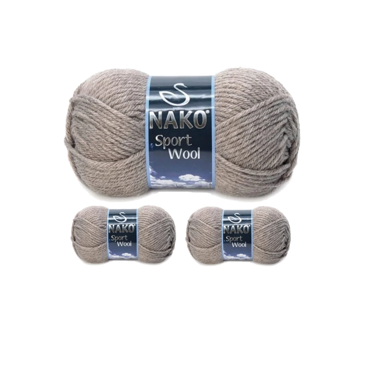 3 Adet Sport Wool Atkı Bere Ceket Yelek Örgü İpi Yünü No: 23294 Bej Melanj