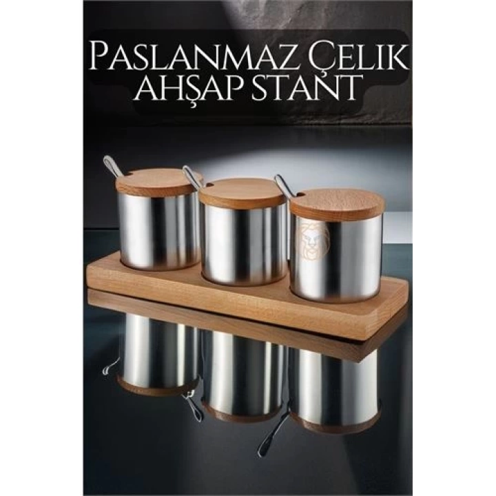 3 lü Stantlı Çelik Baharatlık Seti 719421