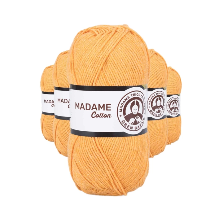 5 Adet Madame Cotton El Örgü İpi Yünü 100 gr 007 Turuncu