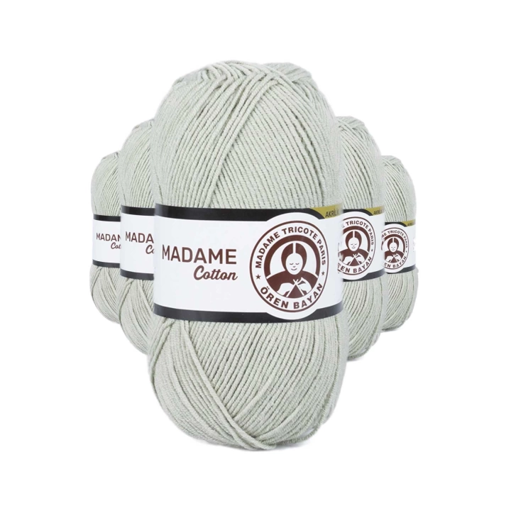 5 Adet Madame Cotton El Örgü İpi Yünü 100 gr 020 Açık Yeşil