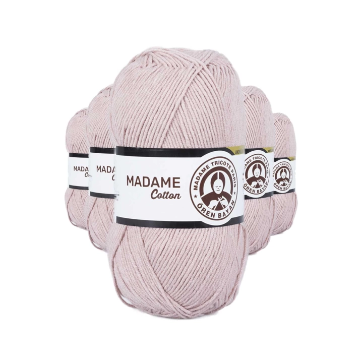 5 Adet Madame Cotton El Örgü İpi Yünü 100 gr 025 Leylak