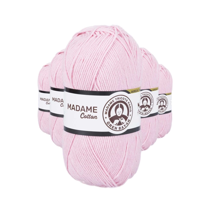 5 Adet Madame Cotton El Örgü İpi Yünü 100 gr 033 Pembe