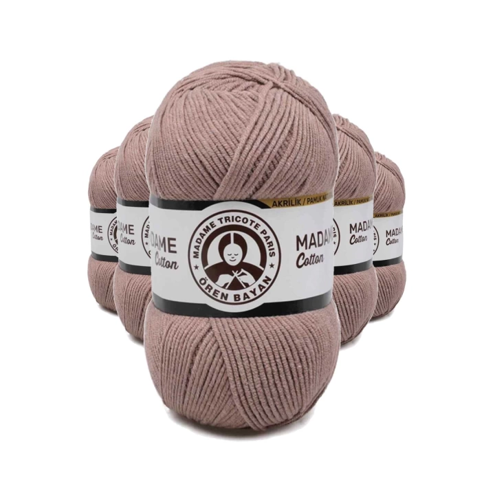 5 Adet Madame Cotton El Örgü İpi Yünü 100 gr 057 Açık Kahve