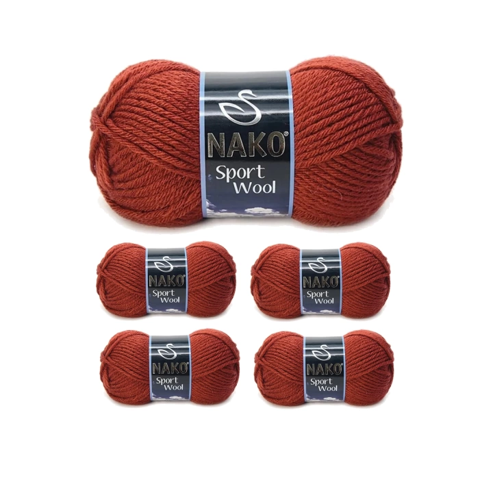 5 Adet Sport Wool Atkı Bere Ceket Yelek Örgü İpi Yünü No: 4409 Kiremit