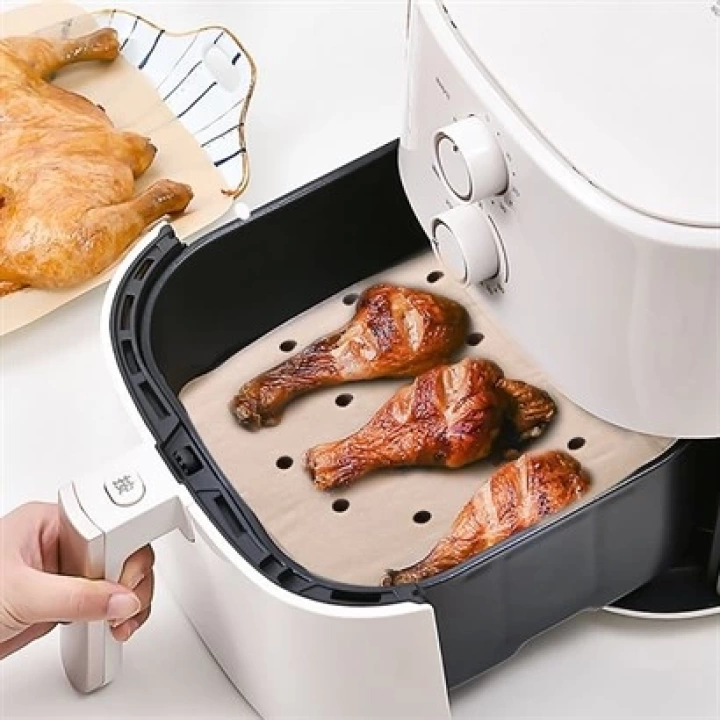 50 Adet ShopZum Air Fryer Pişirme Kağıdı Tek Kullanımlık Hava Fritöz Yapışmaz Yağlı Kağıt Delikli Model