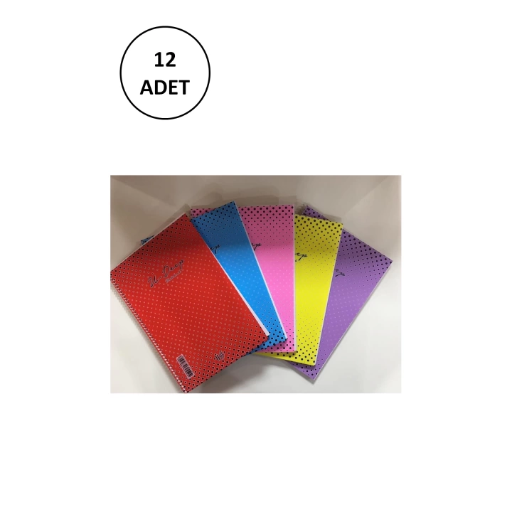 72 Yaprak Spiralli Kareli Defter U-deep A4 Plastik Kapak Harita Metot 12 Adet